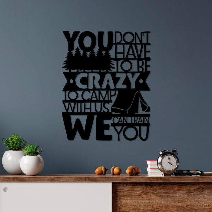 Wallity Camp With Us Escultura de Pared Negra de Metal